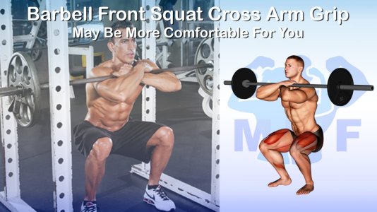 Barbell front squat cross arm grip